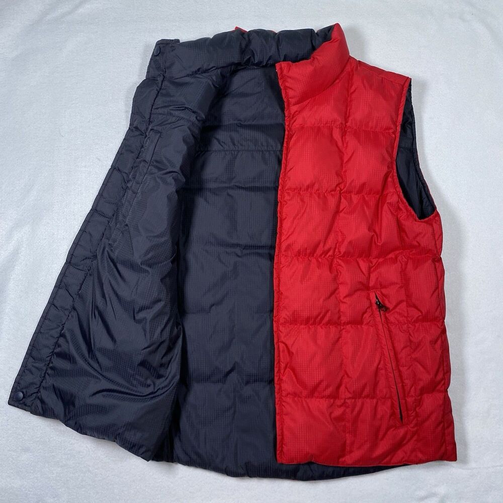 Lands End Down Puffer Reversible Vest Womens Size Small 34-36 Black Red Zip